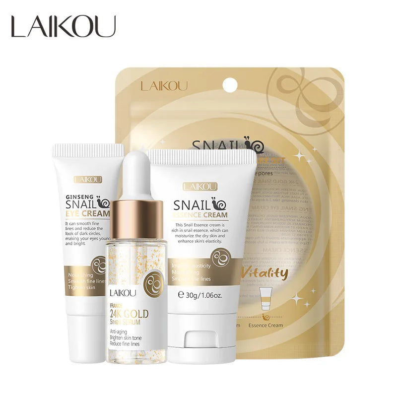LAIKOU 3-Piece Skin Care Set – Face Cream, Serum & Eye Cream | Moisturizing Anti-Wrinkle Kit