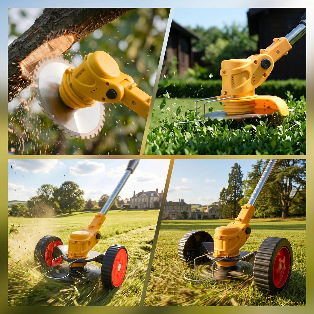 5-in-1 Cordless Electric Lawn Mower & Grass Trimmer | 21V 2x4.0Ah Batteries, 5-Blade System, 6-Inch Cut, 60-Min Runtime