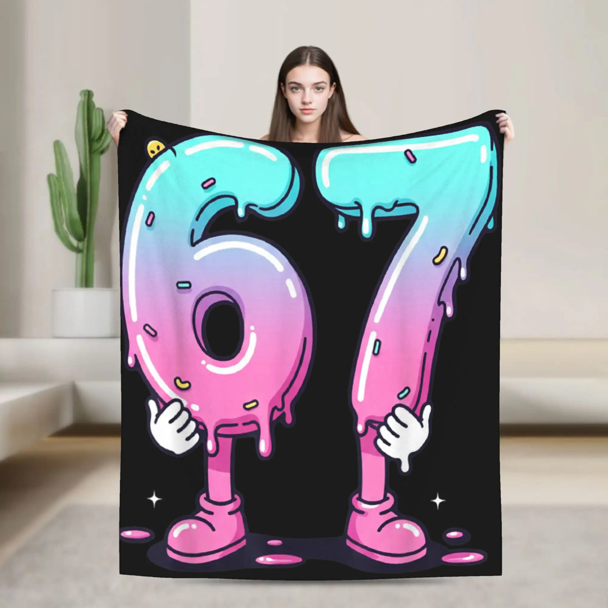 Brainrot Meme Flannel Blanket – Warm Novelty Throw for Bedroom, Sofa & Bed, Multiple Sizes