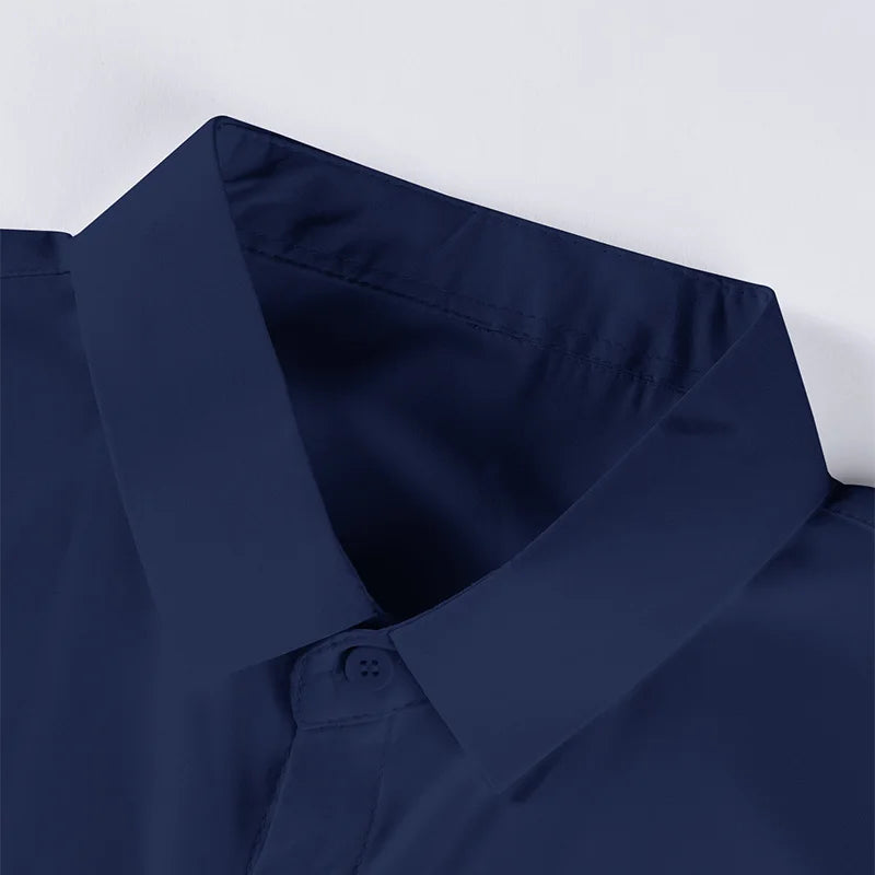 Men's No-Iron Solid Color Short Sleeve Shirt — Wrinkle-Free Casual Shirt