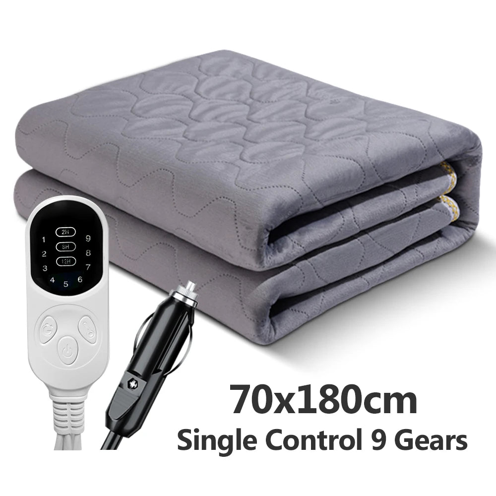 12V Car Electric Heated Blanket – Adjustable Heating Travel Blanket for Car, Camping & Outdoor