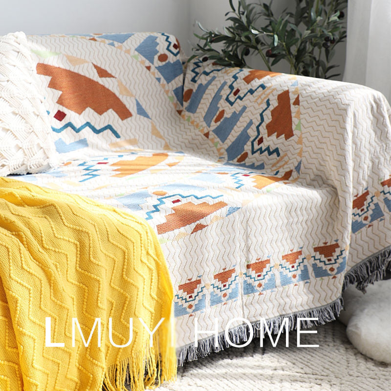 Boho Plaid Tassel Throw Blanket – Decorative Sofa & Bed Cover, Outdoor Camping & Picnic