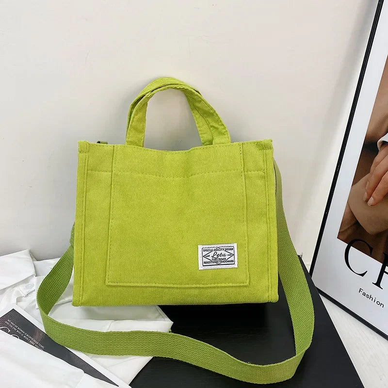 Vintage Corduroy Crossbody Tote Bag – Retro Casual Shoulder Purse for Women