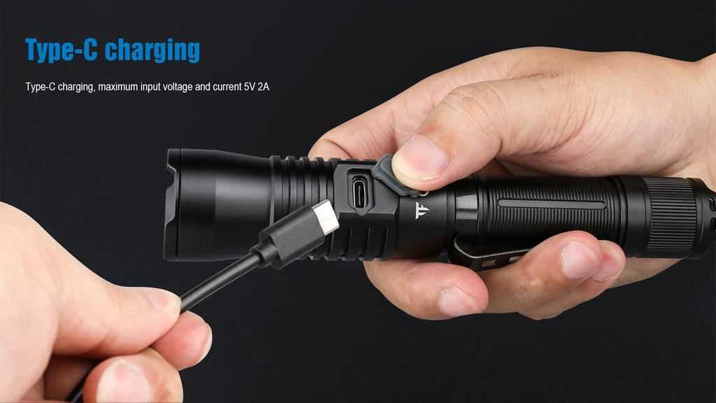 Trustfire T30R Tactical Flashlight – 1100M Range, 460LM, 18650 Rechargeable Self-Defense Torch