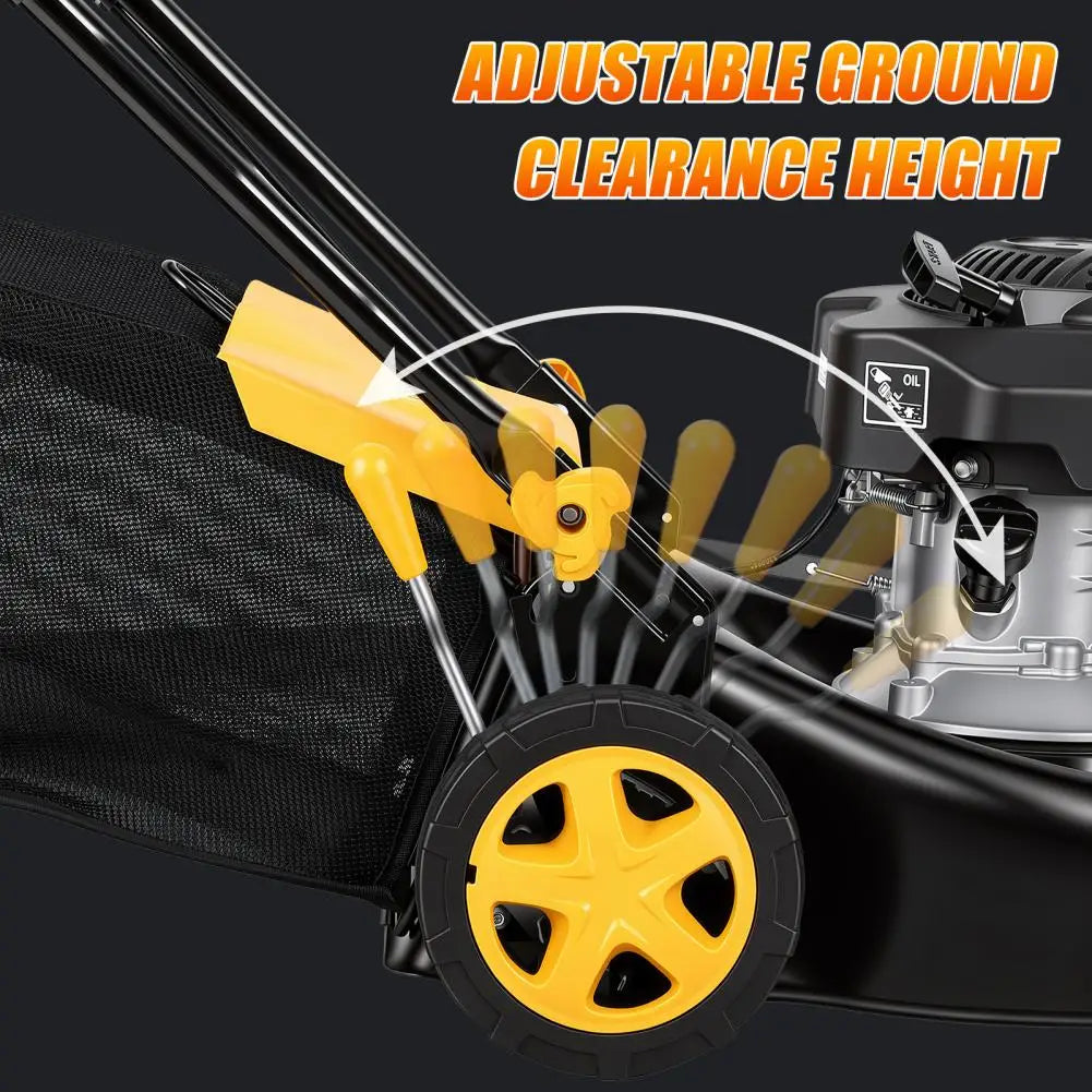 16-Inch Gas Lawn Mower | 4-Stroke Air-Cooled Engine, 3-in-1 Self-Propelled, 45L Grass Tank, 8-Position Height Adjustment