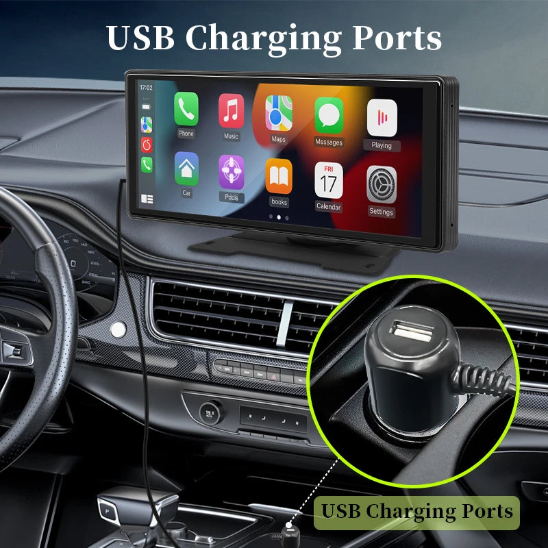10.26" Car Mirror Screen – Wireless CarPlay & Android Auto, Bluetooth, AUX, USB | Universal Fit