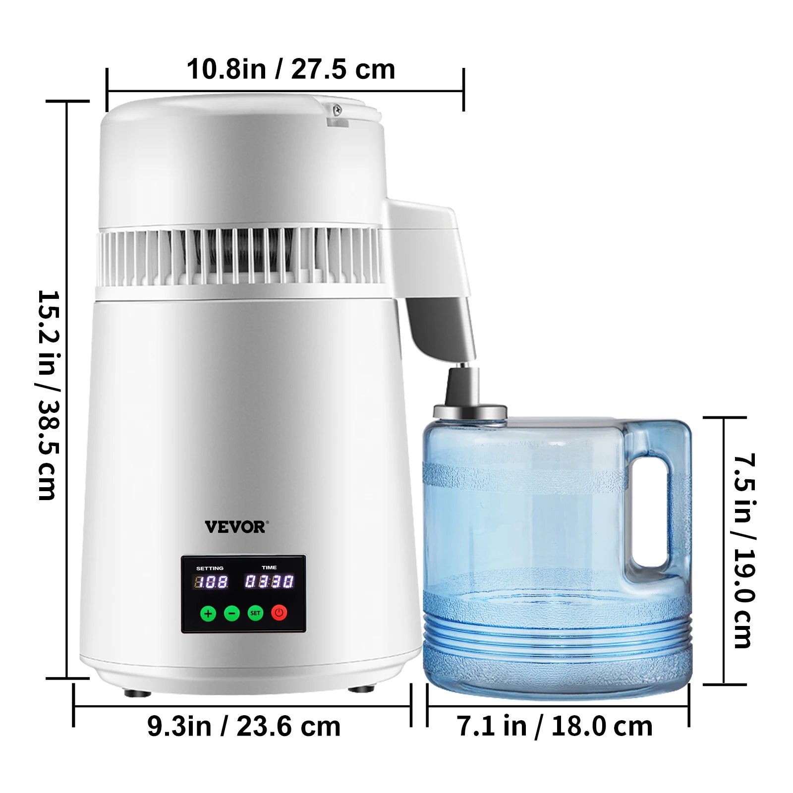SucceBuy 4L Water Distiller Purifier Filter — Touch Screen, 5-Stage Filtration, 1L/H Distilling Speed