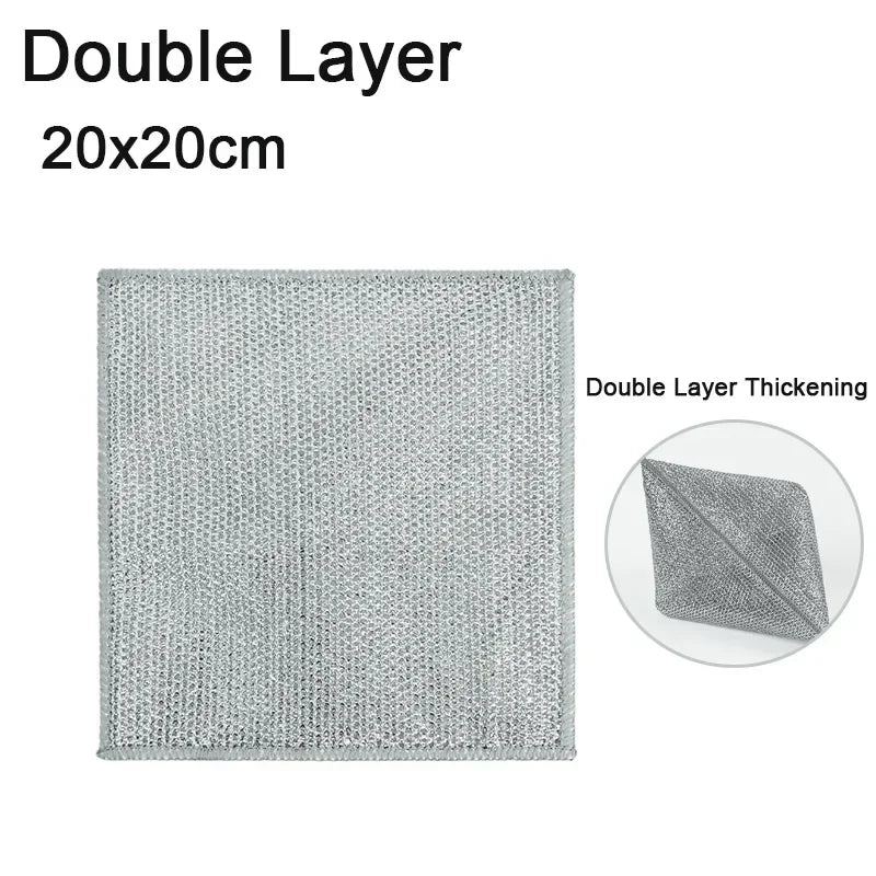 Scrub Smarter. Clean Deeper. — Wire Dishcloth Scrubber & Scouring Pads | Double/Single Layer, Scratch-Free, Machine Washable, 2/5/10pcs