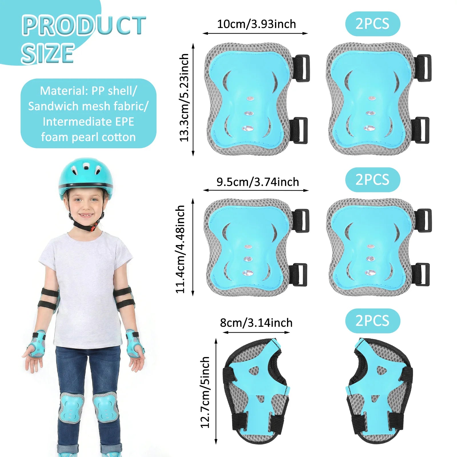 6-Piece Kids Protective Gear Set – Knee Pads, Elbow Pads & Wrist Guards for Bike, Skateboard & Skating
