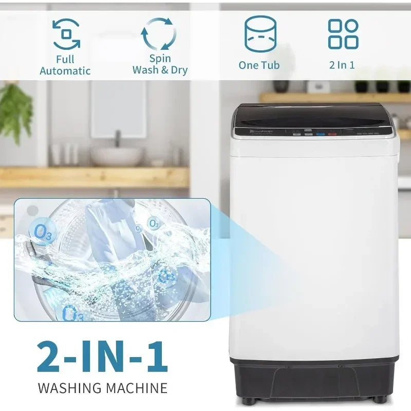 17.6 LBS Full Automatic Washing Machine & 1.5 Cu Ft Portable Clothes Dryer Set — Compact Laundry Washer-Dryer Combo
