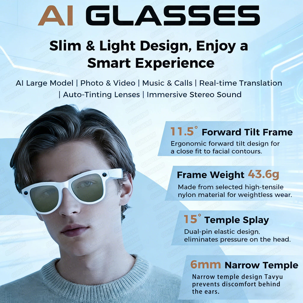 2026 AI Smart Glasses – 4K Camera, 120+ Language Translation, 3600mAh Power Bank, Bluetooth 5.3