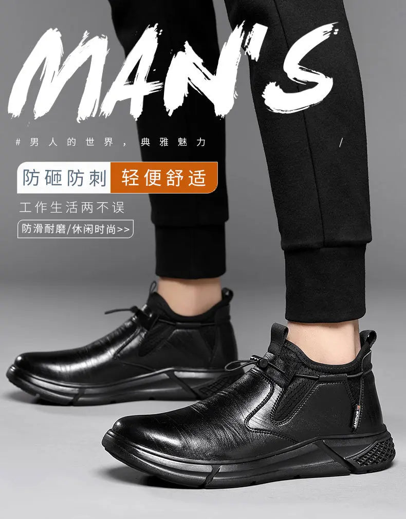 Men's Black Waterproof Metal-Toe Work Shoes