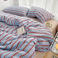 Red & Blue Striped Duvet Cover Set – Washed Cotton Bedding, 3 or 4 Piece, Twin to King