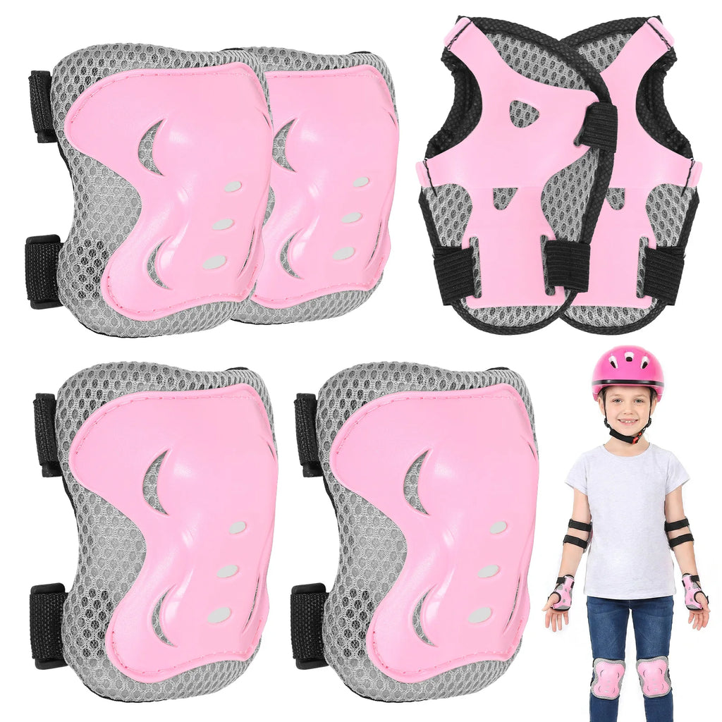 6-Piece Kids Protective Gear Set – Knee Pads, Elbow Pads & Wrist Guards for Skating, Cycling & Scooter