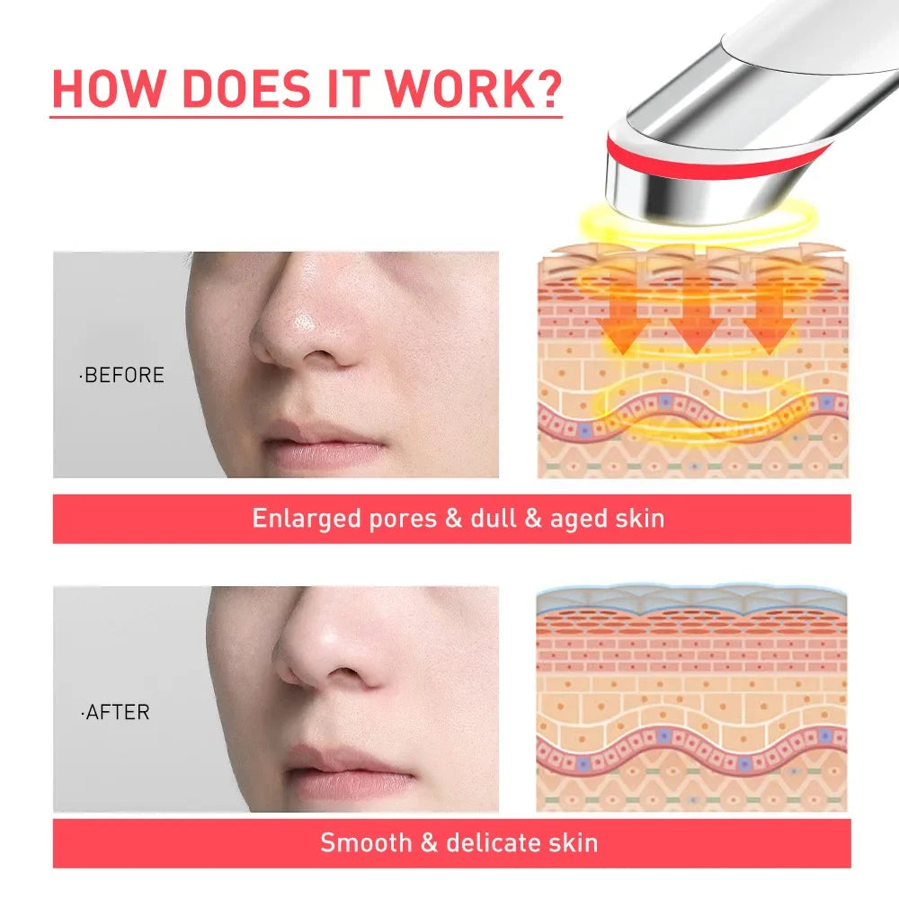 4-in-1 Microcurrent Skin Booster Wand – Red Light Therapy, Therapeutic Heat & Vibration Anti-Aging Face Tool
