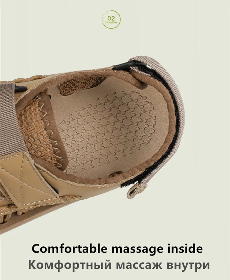 Men's Handmade Woven Beach Sandals – Breathable Casual Flat Sandals