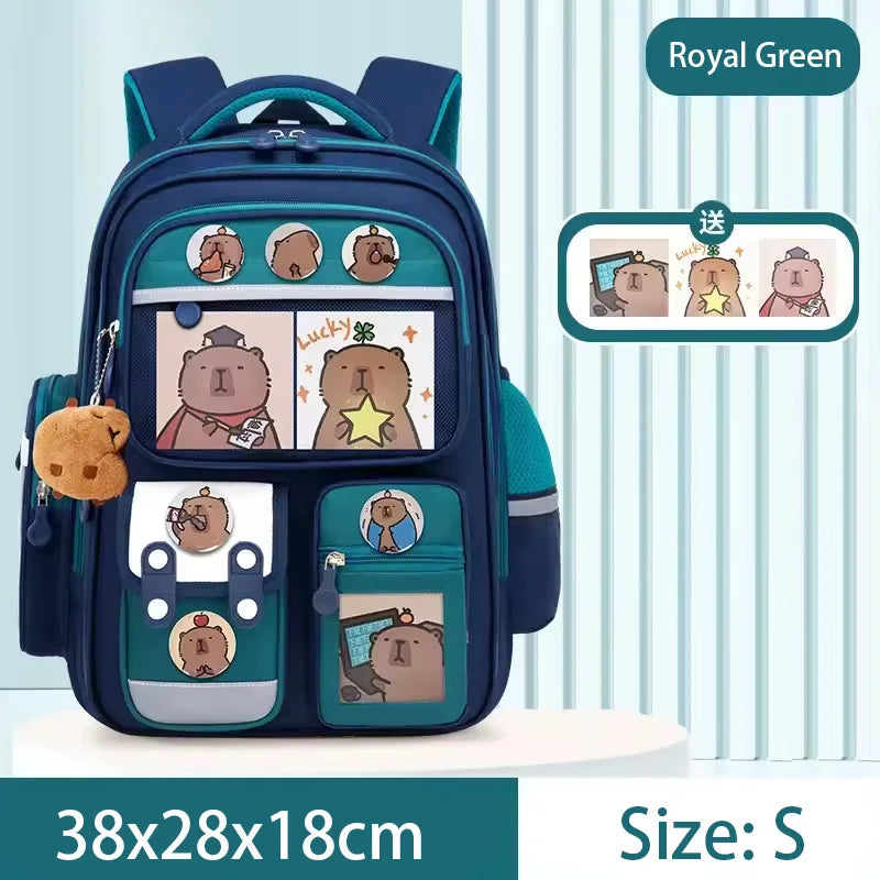 Capybara Anime Kids Backpack – Large Capacity Nylon School Bag for Boys & Girls Back to School