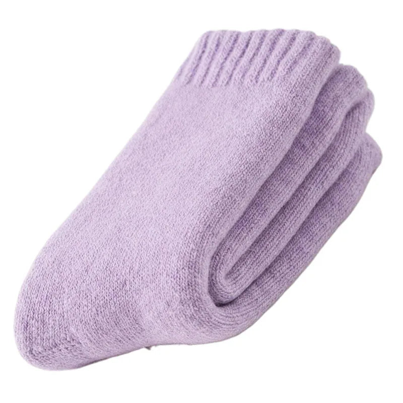 Thick Wool-Blend Winter Socks in Solid Colors