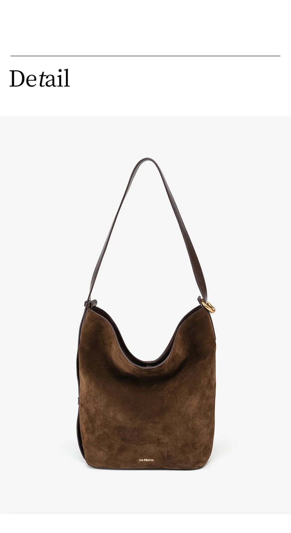 LA FESTIN Genuine Leather Bucket Bag – Designer Crossbody Shoulder Handbag for Women