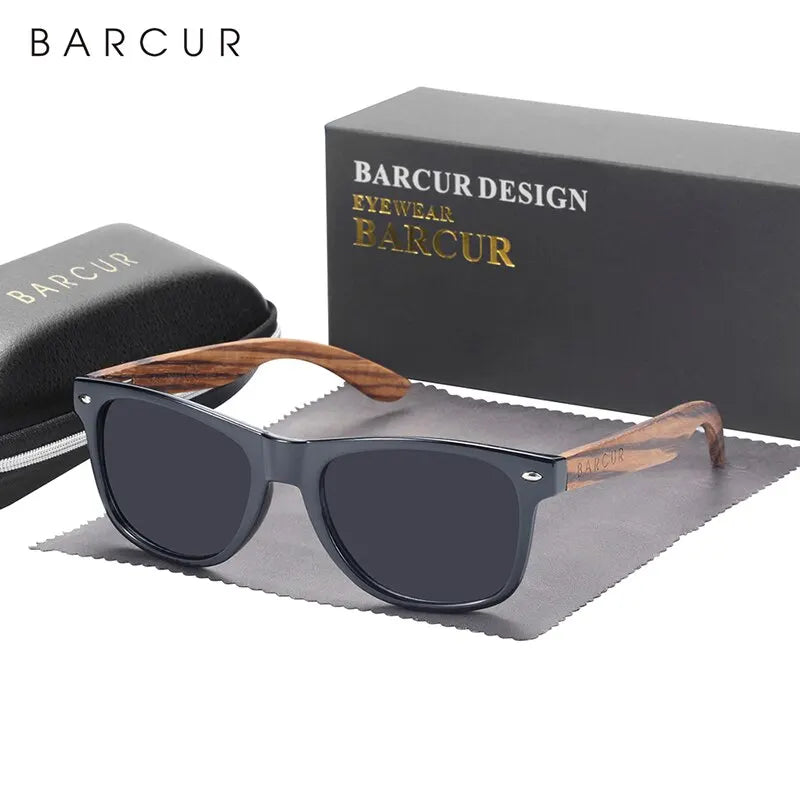 BARCUR Natural Wooden Polarized Sunglasses | Black Walnut UV400 Men's Eyewear