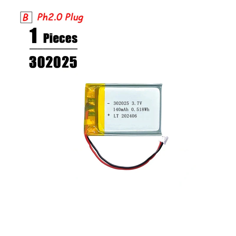 3.7V LiPo Rechargeable Battery – PH2.0 Plug for GPS, Bluetooth Speaker, PS4, Humidifier & MP3/MP4