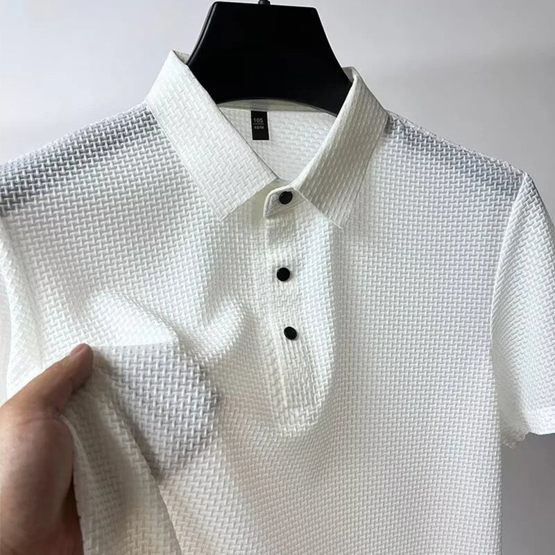 Men's Bone Flower Print Polo Shirt — Graphic Short Sleeve Casual Polo