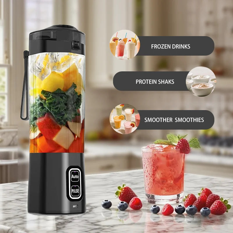 Portable USB Rechargeable Juice Blender – 700ml, 6-Blade Fruit Mixer for Shakes, Smoothies & Fresh Juice