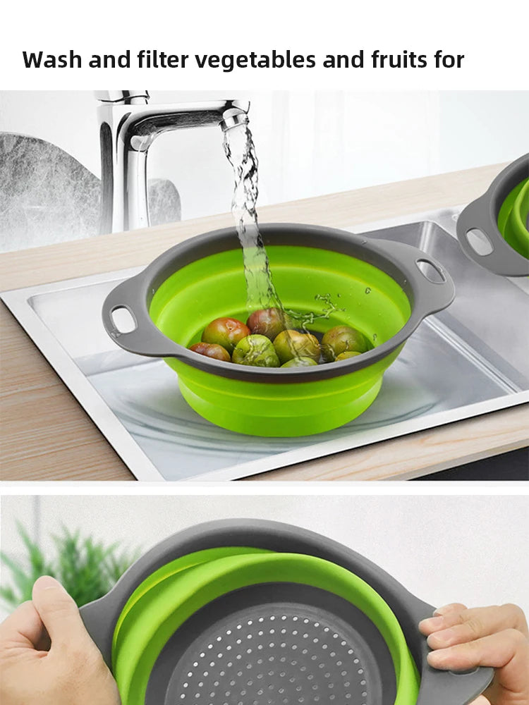 Foldable Silicone Colander Drain Basket — Collapsible