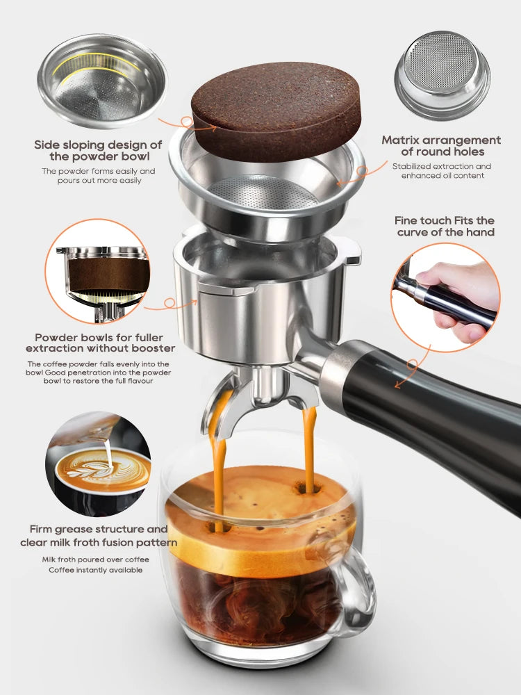 HiBREW H10A 20-Bar Semi-Automatic Espresso Machine | 58mm Portafilter, Temperature Control, Stainless Steel