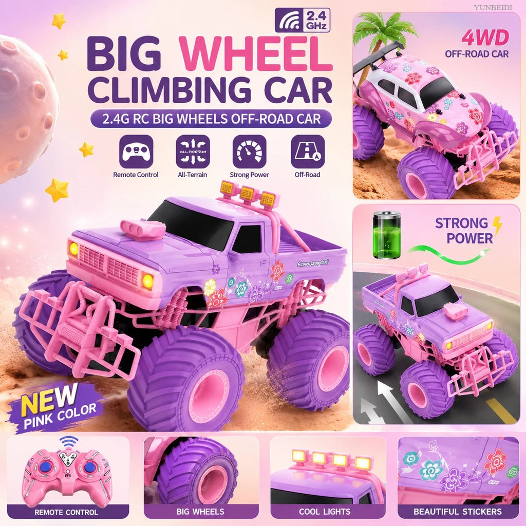 1:16 Pink Remote Control Car 2.4G_Hz Spray Music Light DIY Sticker Racing Car 1:18 Climbing Off-road Toy Car Kids Festival Gifts