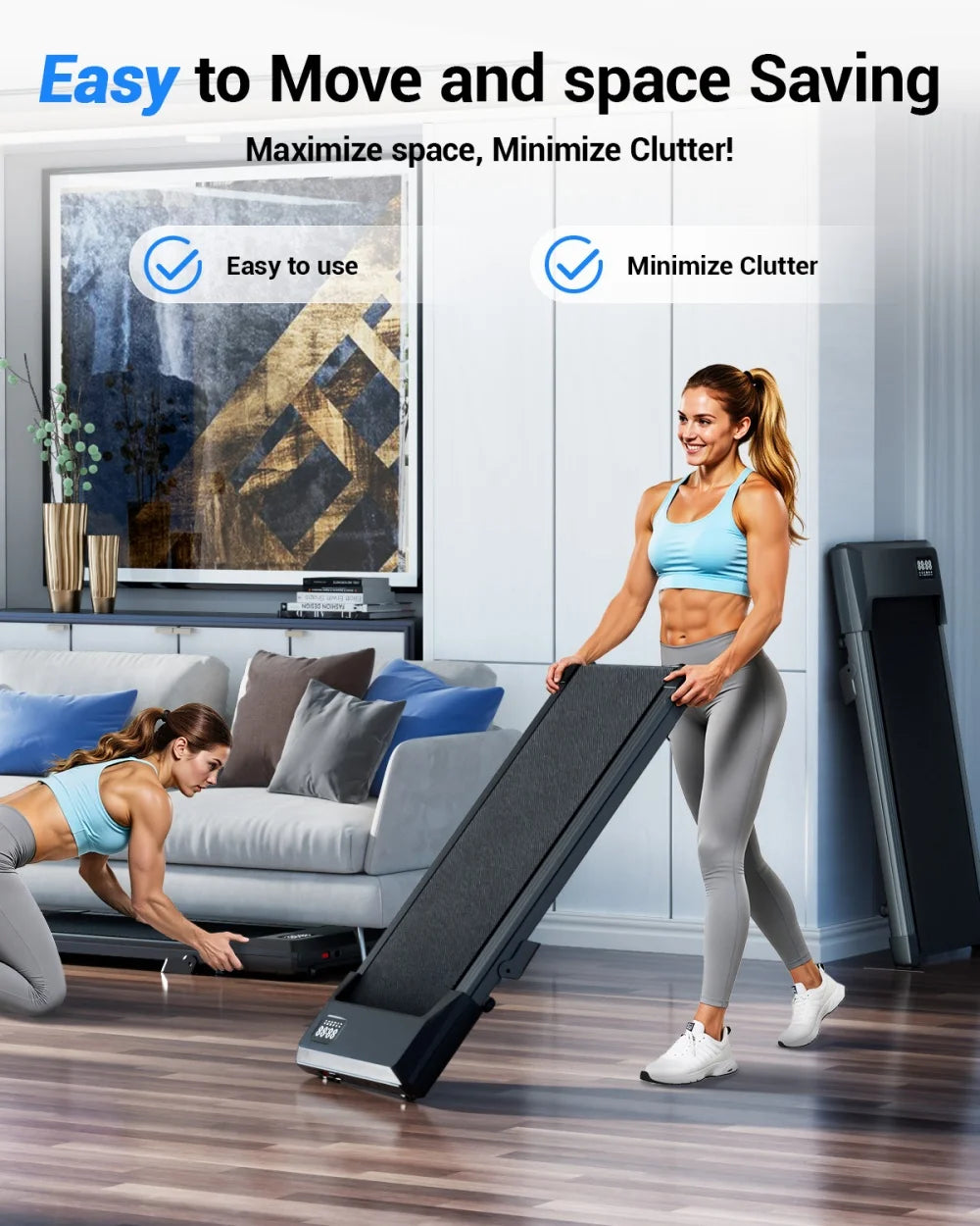 Under Desk Treadmill Walking Pad — 2.5HP, 300 lb Capacity, Bluetooth App, LED Display
