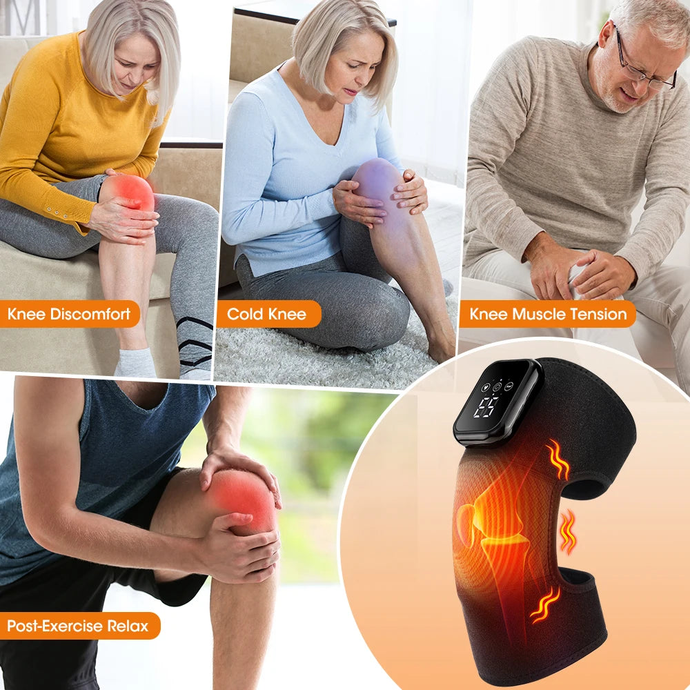 Electric Heated Knee Massage Pad – 3-Level Vibration Hot Compress for Joint & Muscle Relief