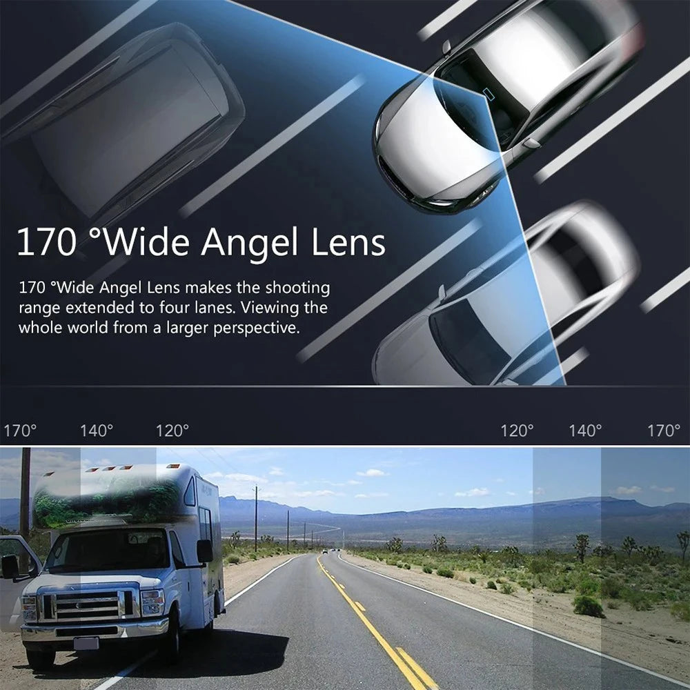 360° 4-Camera Car Dash Cam DVR System – Front, Rear, Interior & Side, Night Vision, Loop Recording