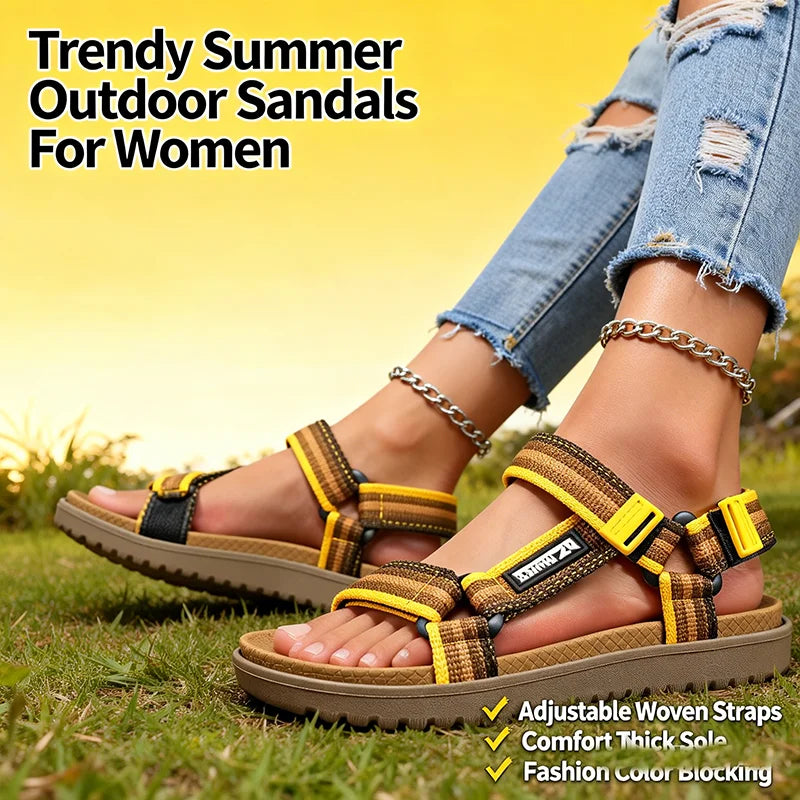 Women's Fashion Peep-Toe Flat Sandals – Casual Beach Holiday Shoes