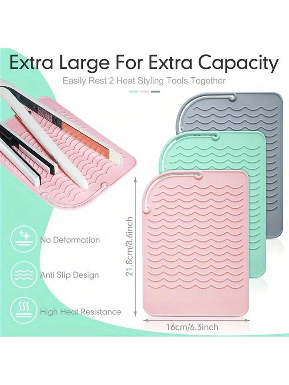 Silicone Heat Resistant Mat — Travel Hair Tool Pad for Flat Iron & Curling Iron