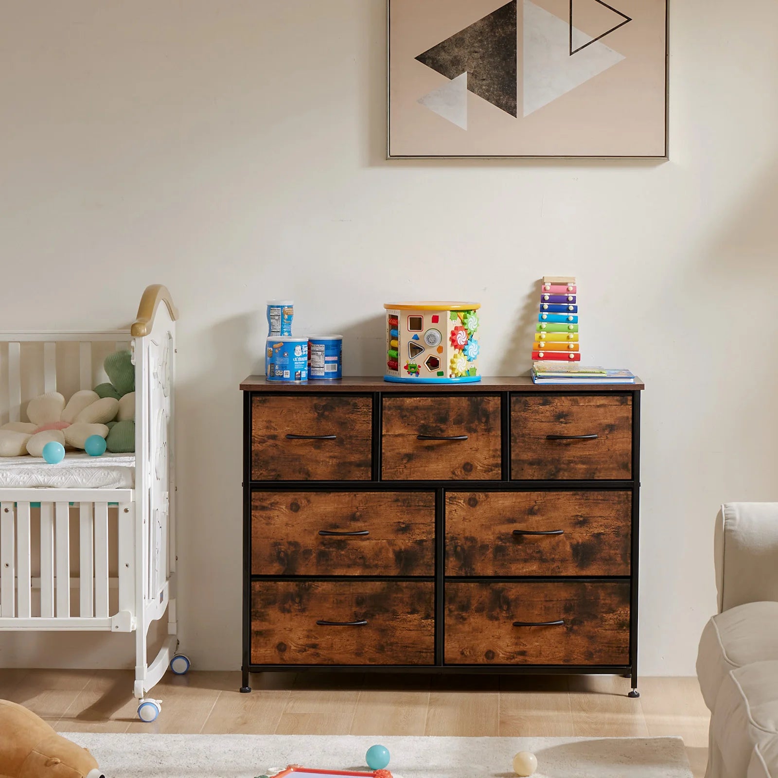 JHK 7-Drawer Dresser & Storage Chest – Fabric Drawers, Clothes Organizer for Bedroom & Living Room