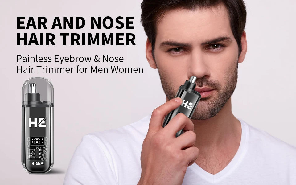 Mini Electric Nose Hair Trimmer – Rechargeable, Painless, USB-C, LED Display, Portable Pocket Size