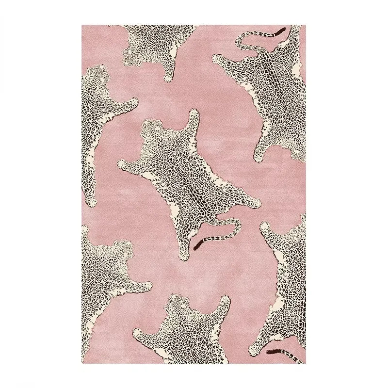 Leopard Print Plush Lounge Rug – Light Luxury Non-Slip Flannel Carpet for Living Room & Bedroom