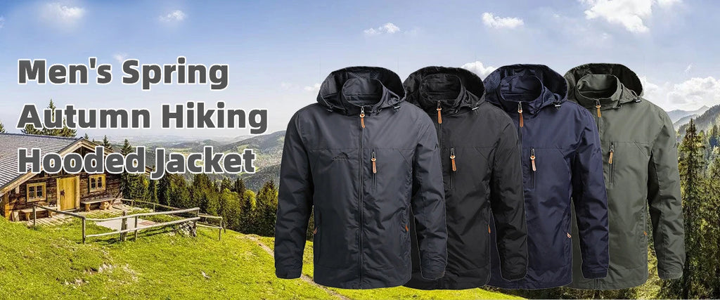 Men's Hooded Hiking Windbreaker – Multi-Pocket Jacket