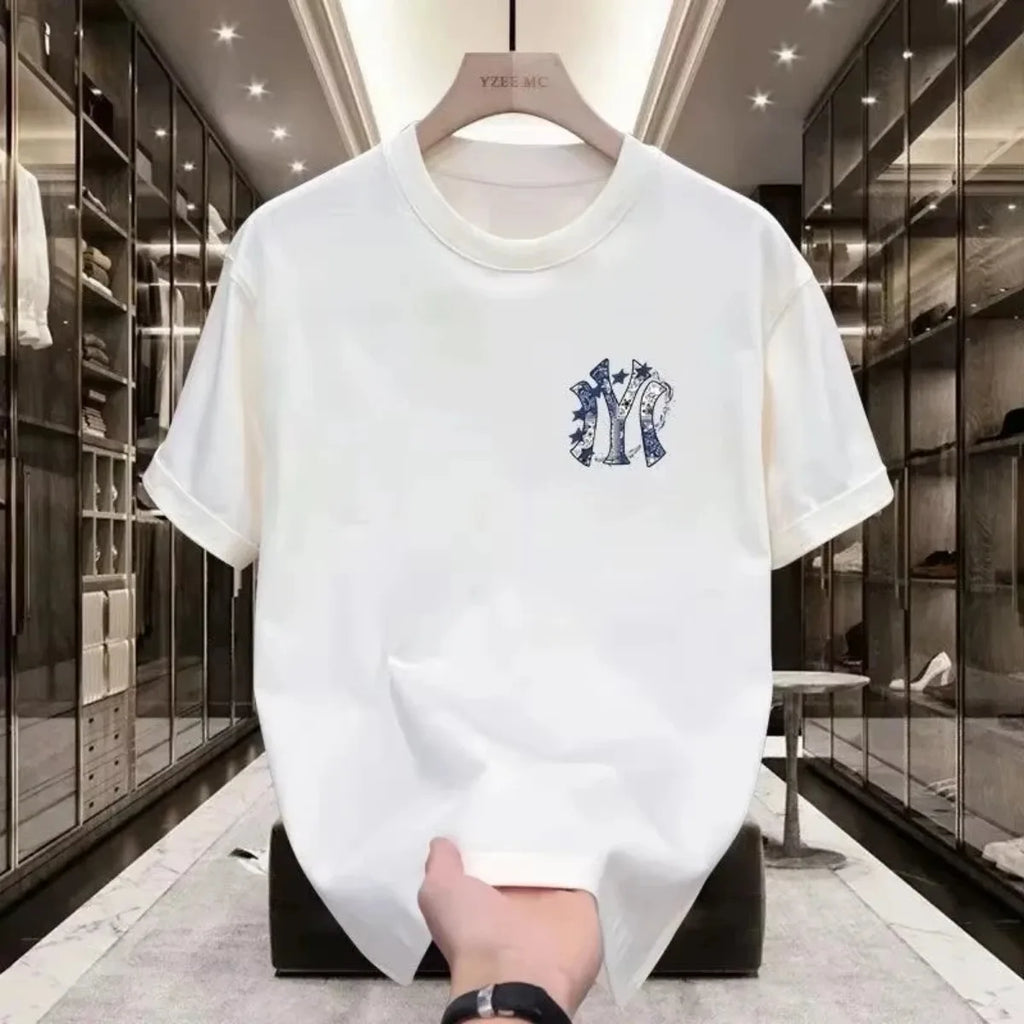 Men's Trendy Street Print T-Shirt — Loose Fit Cotton Short Sleeve Streetwear Tee