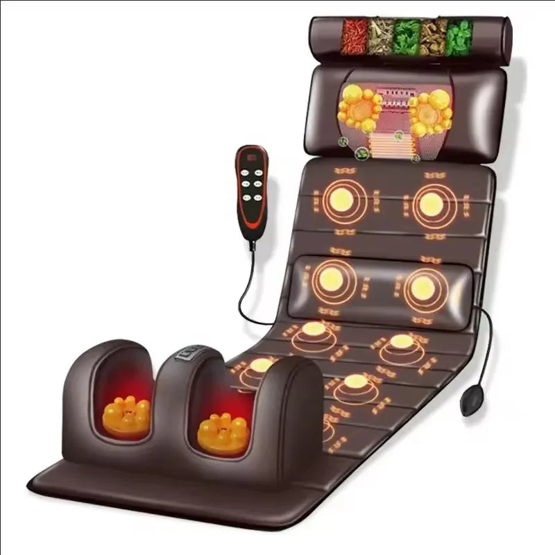 Electric Vibrating Heating Massage Mattress – Full Body Pain & Stress Relief Cushion for Neck, Back & Feet