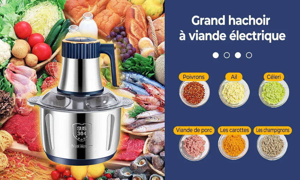 5L Electric Meat Grinder & Food Crusher – Stainless Steel, Multifunctional Vegetable Slicer, Chopper & Blender