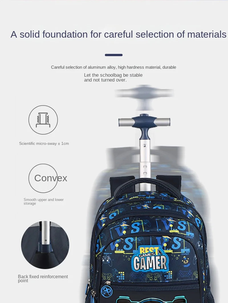 Rolling School Backpack – Boys Wheeled Book Bag