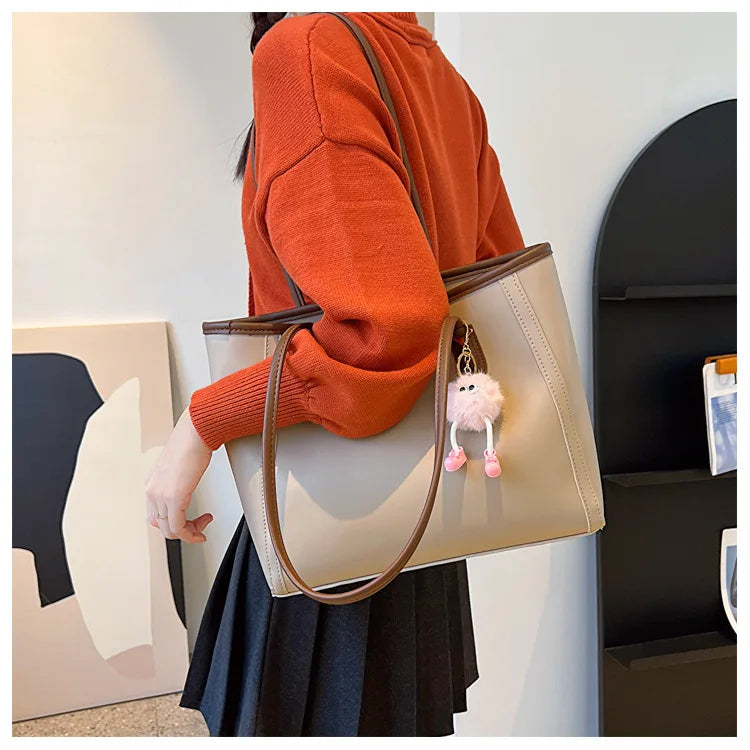 FXZLLQ Korean Style PU Leather Underarm Tote Shoulder Bag – Versatile Casual Handbag for Women Daily Use