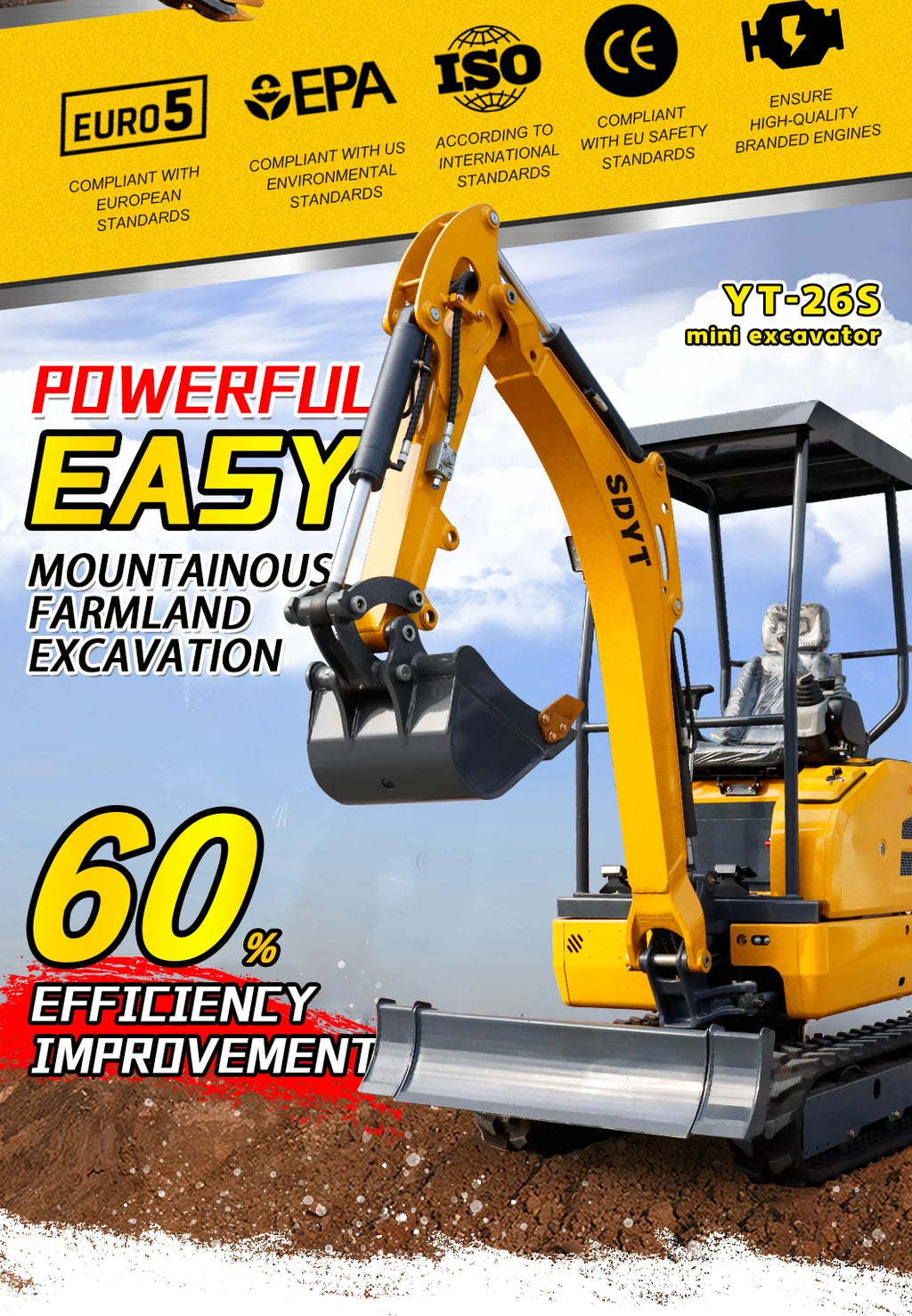 2 Ton Crawler Mini Excavator – Euro 5 / EPA / CE Certified with Multi-Tool Support