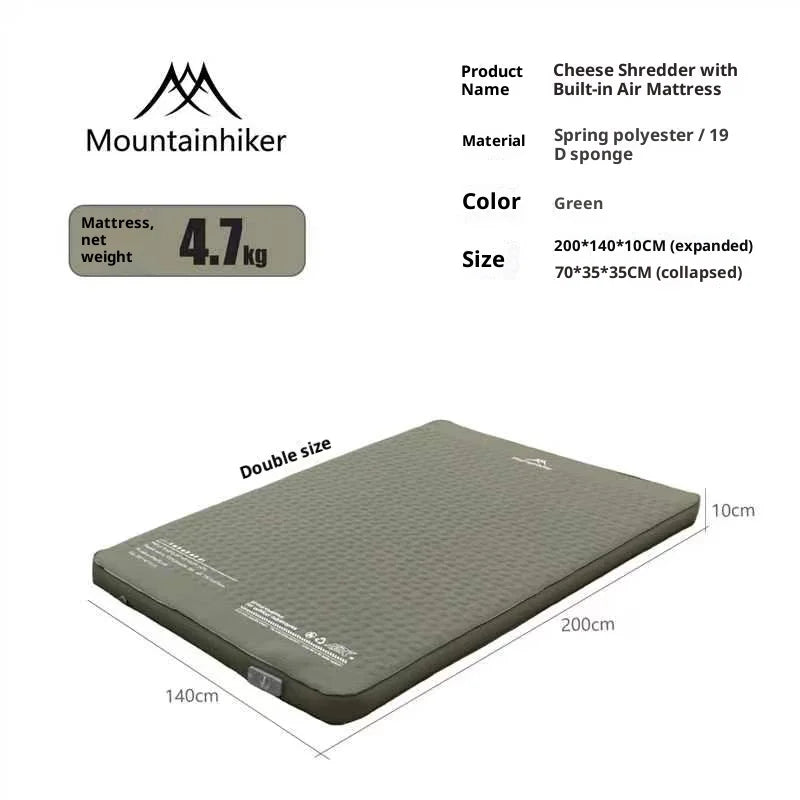 Thickened Sponge Camping Mattress – Portable Outdoor Pad with Integrated Air Pump, Self-Inflating