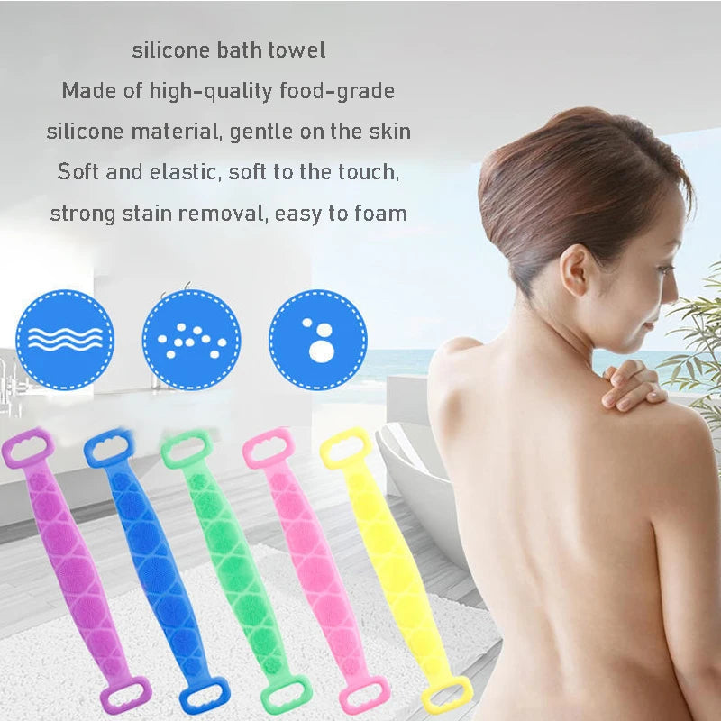 Silicone Exfoliating Back Scrub Belt – Double-Sided Shower Body Cleaner Strap