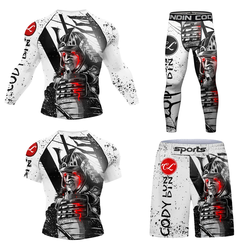 MMA BJJ Rash Guard 3D Print Compression T-Shirt & Pants – Durable Boxing Jogging Tracksuit