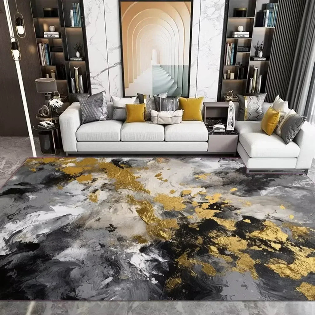Nordic Geometric Large Area Rug – Washable Non-Slip Carpet for Living Room & Bedroom