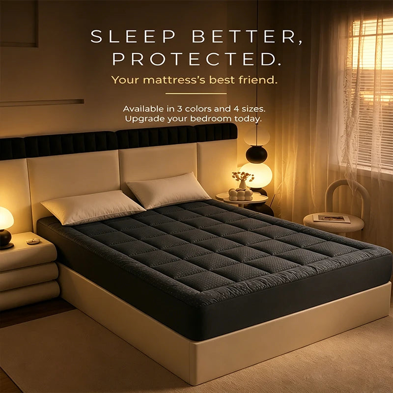 360GSM Quilted Mattress Topper & Protector Cover – Anti-Pull, 15–17" Deep Pocket, Twin to King, 2 Colors